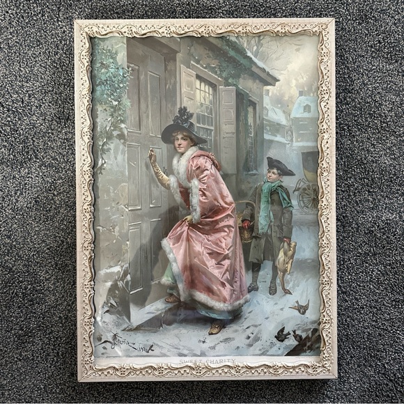Artist Jean Ferris Other - Jean Ferris 1893 Antique Victorian Print With Frame. “Sweet Charity “